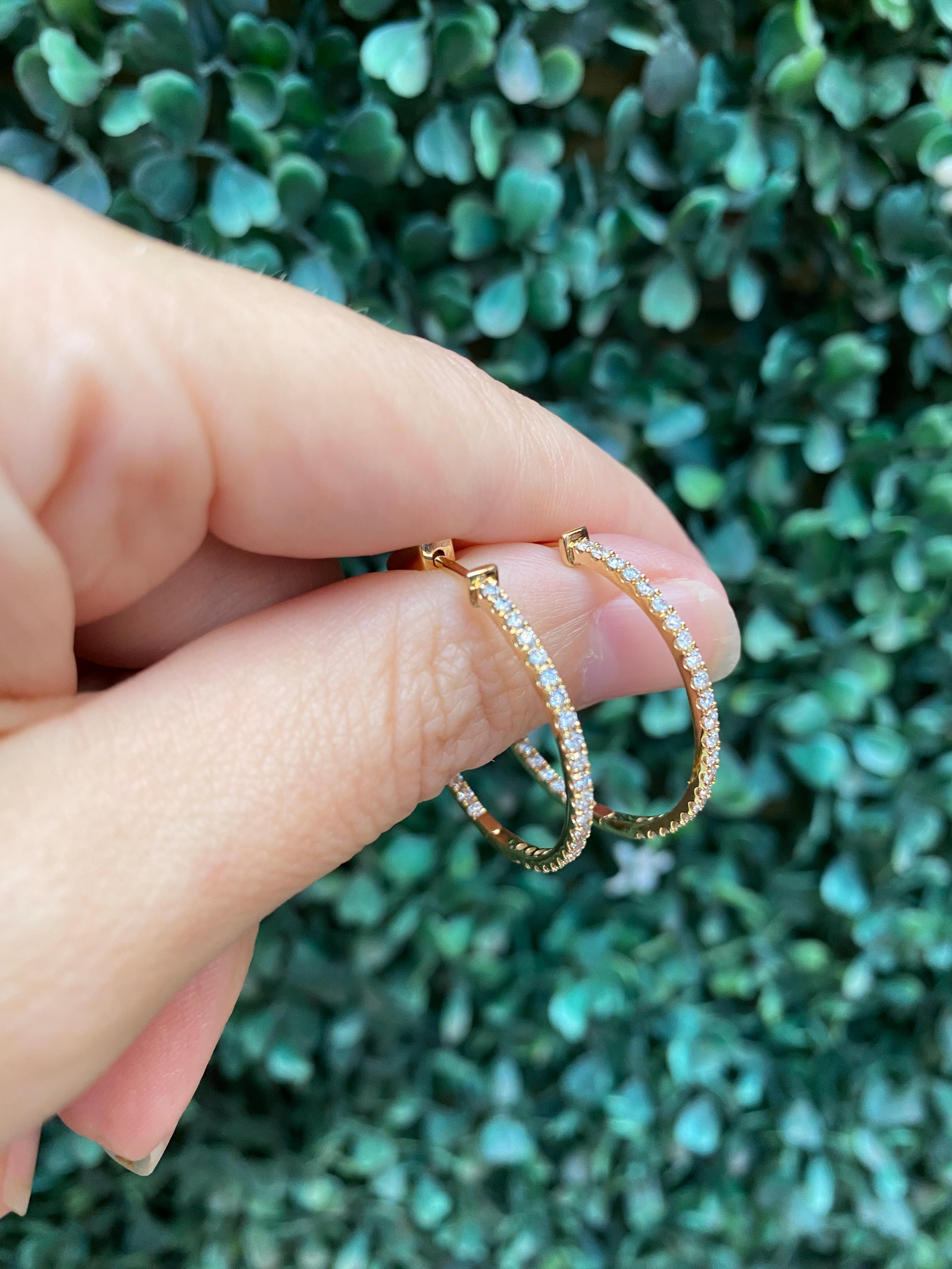 1.00 Carat Total Weight Natural Round Diamond Endless Hoop Earrings For Sale 8