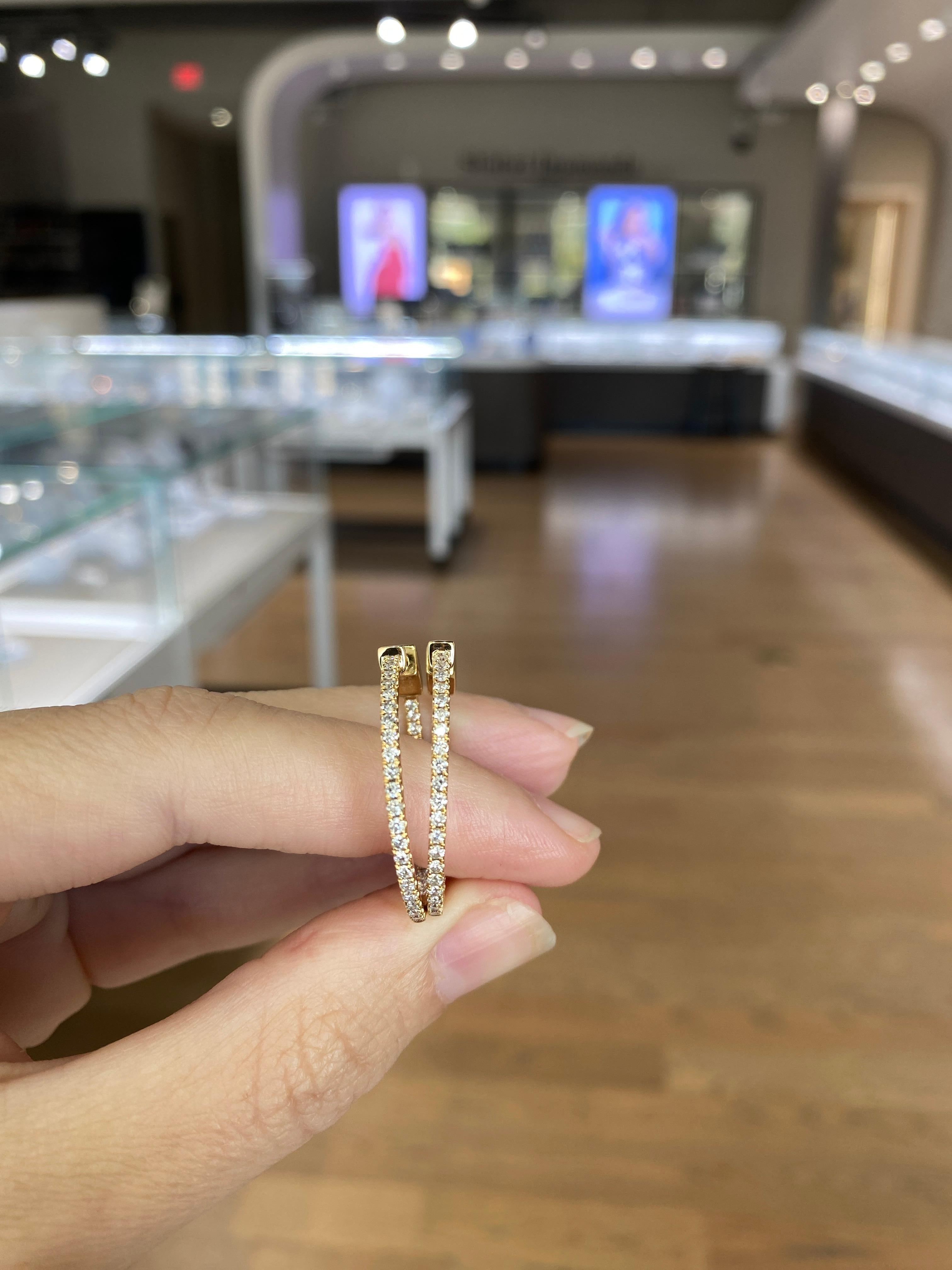 1.00 Carat Total Weight Natural Round Diamond Endless Hoop Earrings For Sale 1