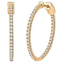 1.00 Carat Total Weight Natural Round Diamond Endless Hoop Earrings