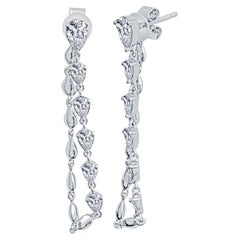 1.00 Carat Total Weight Pear Shaped Natural Diamond Dangle Earrings