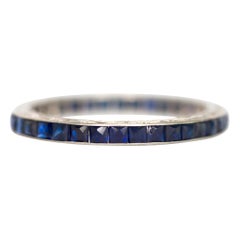 Used 1.00 Carat Total Weight Sapphire White Gold Wedding Band