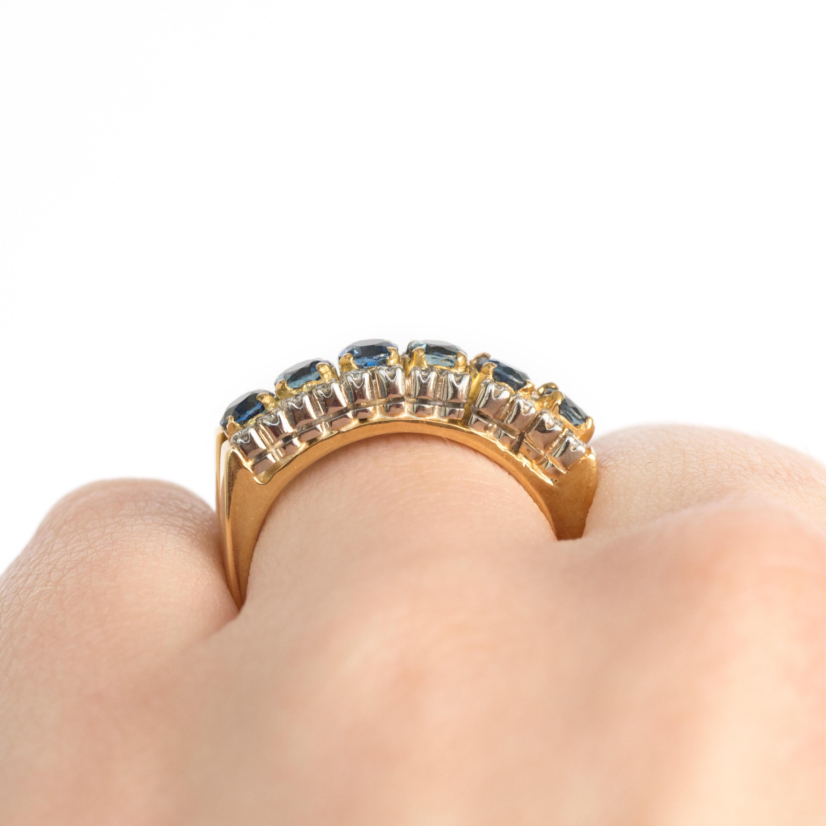 1.00 Carat Total Weight Sapphire Yellow Gold Wedding Band For Sale 3