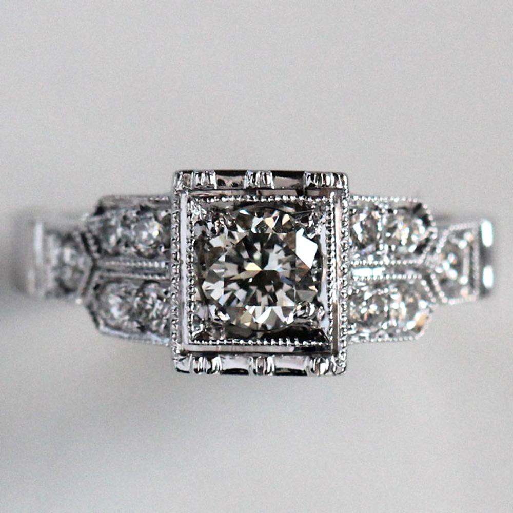 Modern 1.00 Carat TW Approximate Round Diamond Vintage Look Ring- Ben Dannie For Sale