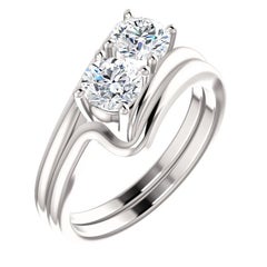 1.00 Carat TW Two-Stone Engagement Ring 14 Karat White