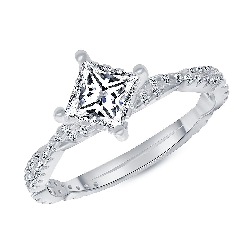 For Sale:  1.00 ct. tw. Twist Design Princess Cut Diamond Engagement Ring Yellow Gold 3