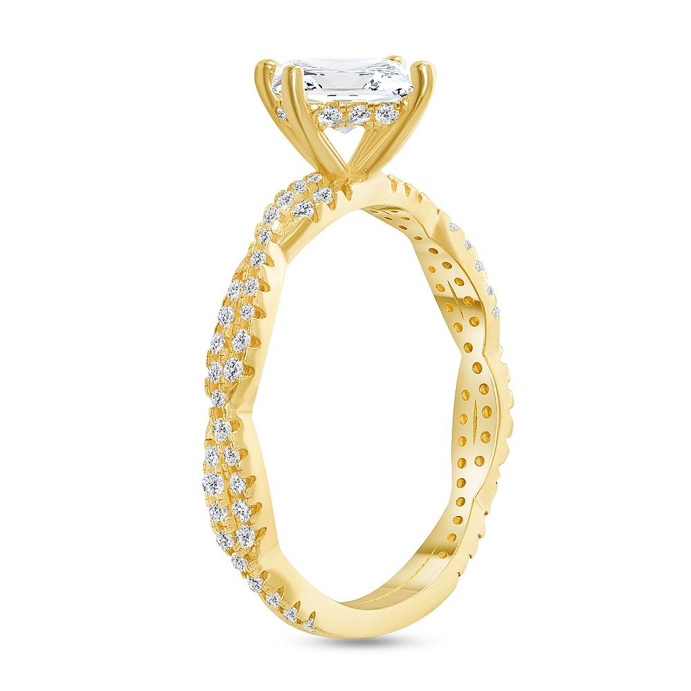For Sale:  1.00 ct. tw. Twist Design Princess Cut Diamond Engagement Ring Yellow Gold 2