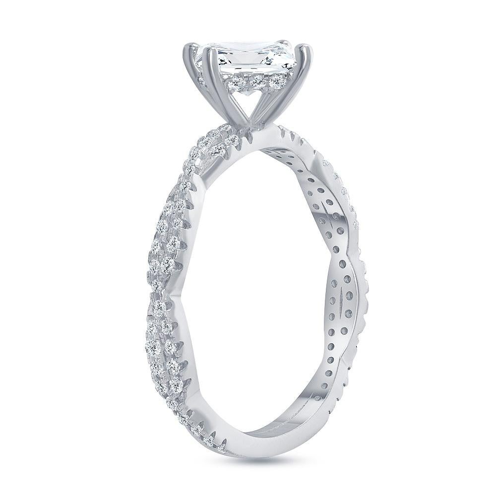For Sale:  1.00 ct. tw. Twist Design Princess Cut Diamond Engagement Ring Yellow Gold 4