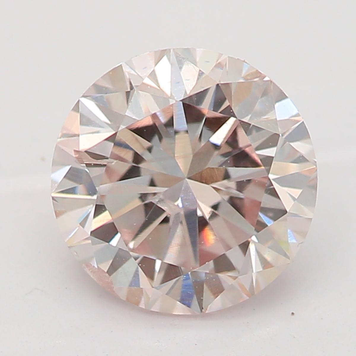 1.00 Carat Very Light Pink Round Cut Diamond SI1 Clarity GIA Certified For Sale