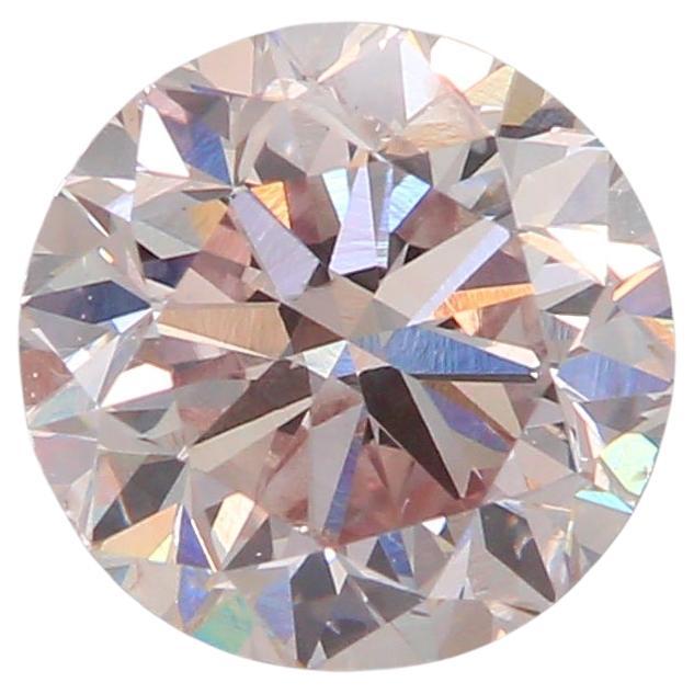 1.00 Carat Very Light Pink Round cut diamond SI2 Clarity GIA Certified For Sale