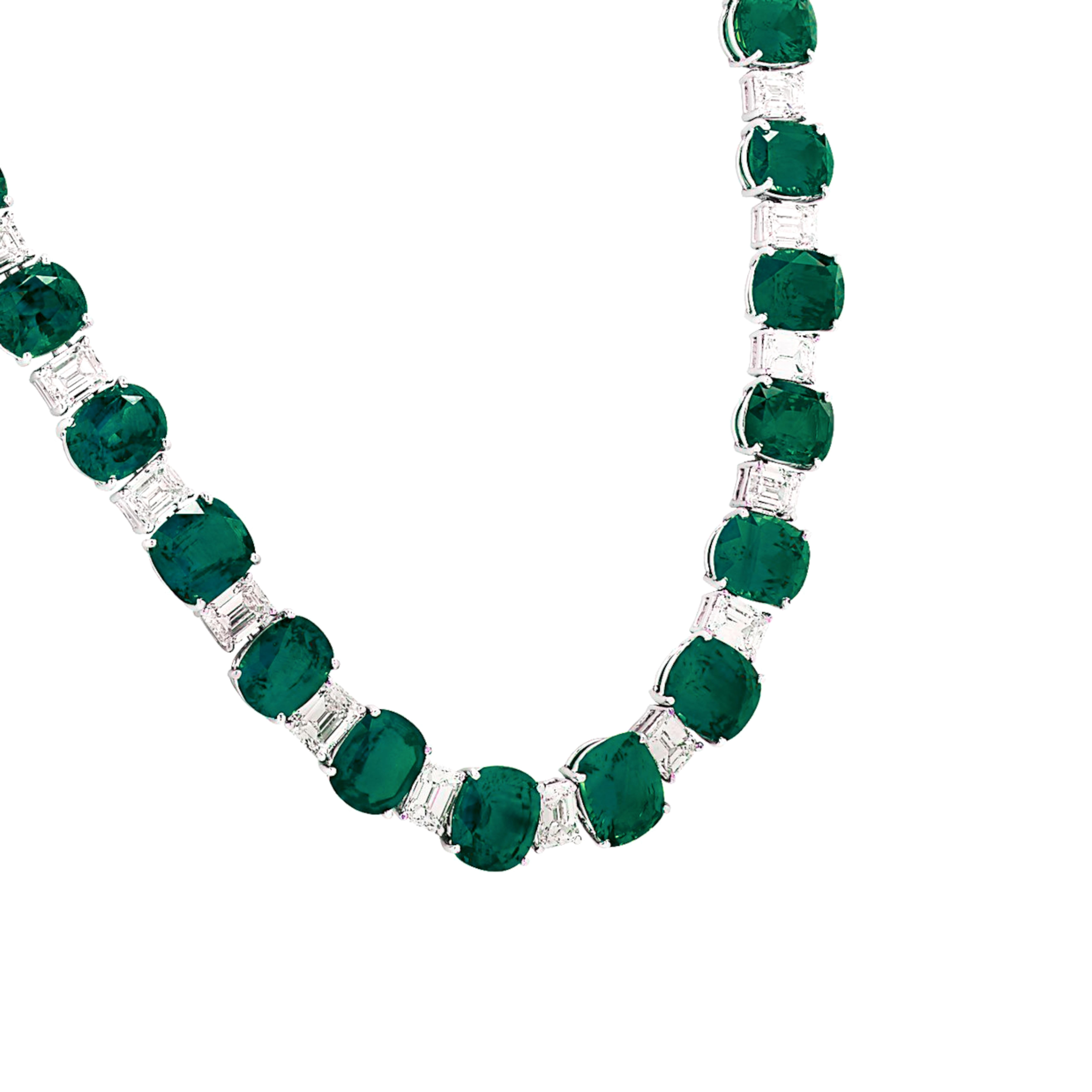 Indulge in the extraordinary with this transcendent high jewelry masterpiece — a radiant celebration of symmetry, color, and brilliance.

✨ Design Highlights:

A mesmerizing procession of 33 vivid green emeralds, alternating between regal oval and