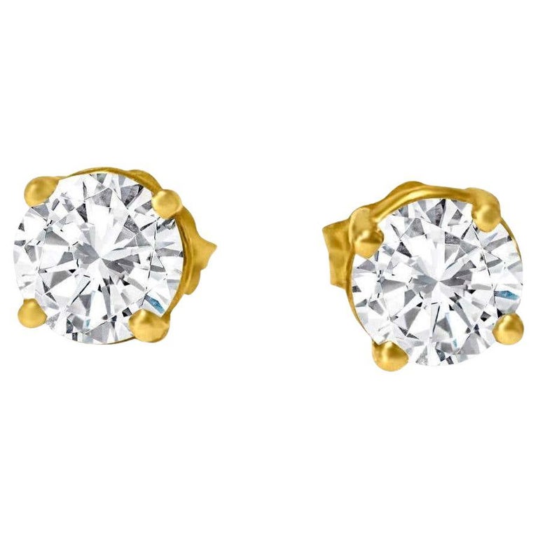 1.00 Carat VVS Diamond in 14k Gold Stud Earrings For Sale at 1stDibs