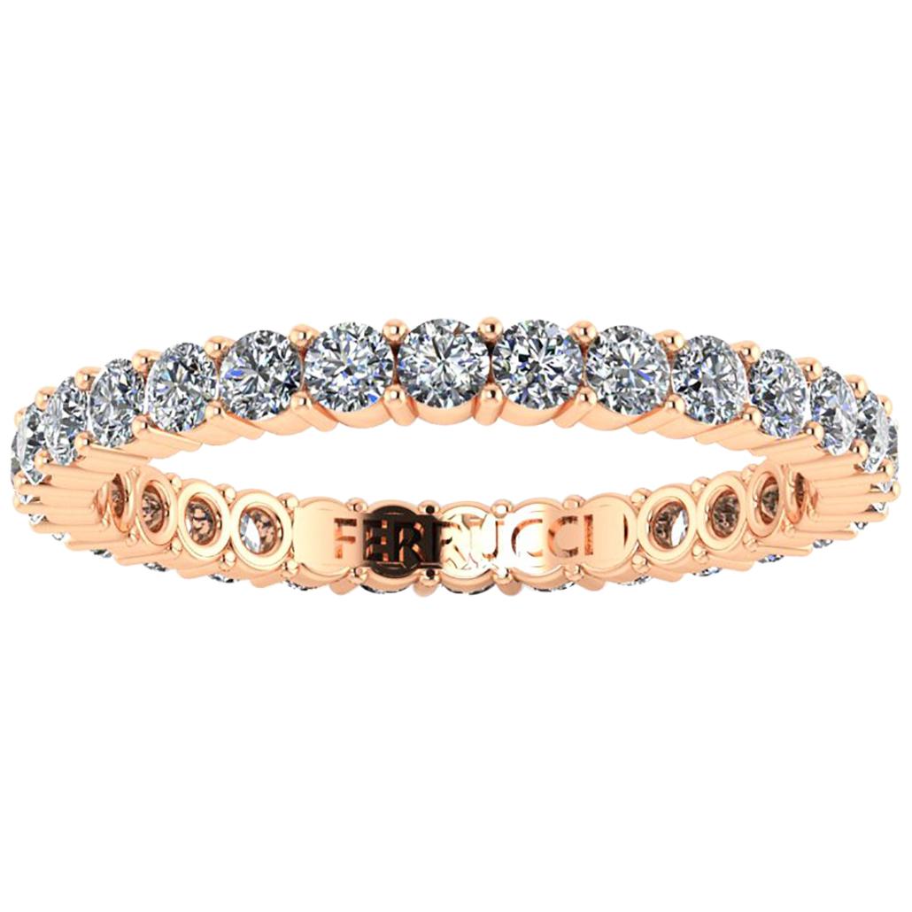 Bague d'éternité empilable en or rose 18 carats avec diamants blancs de 1,00 carat
