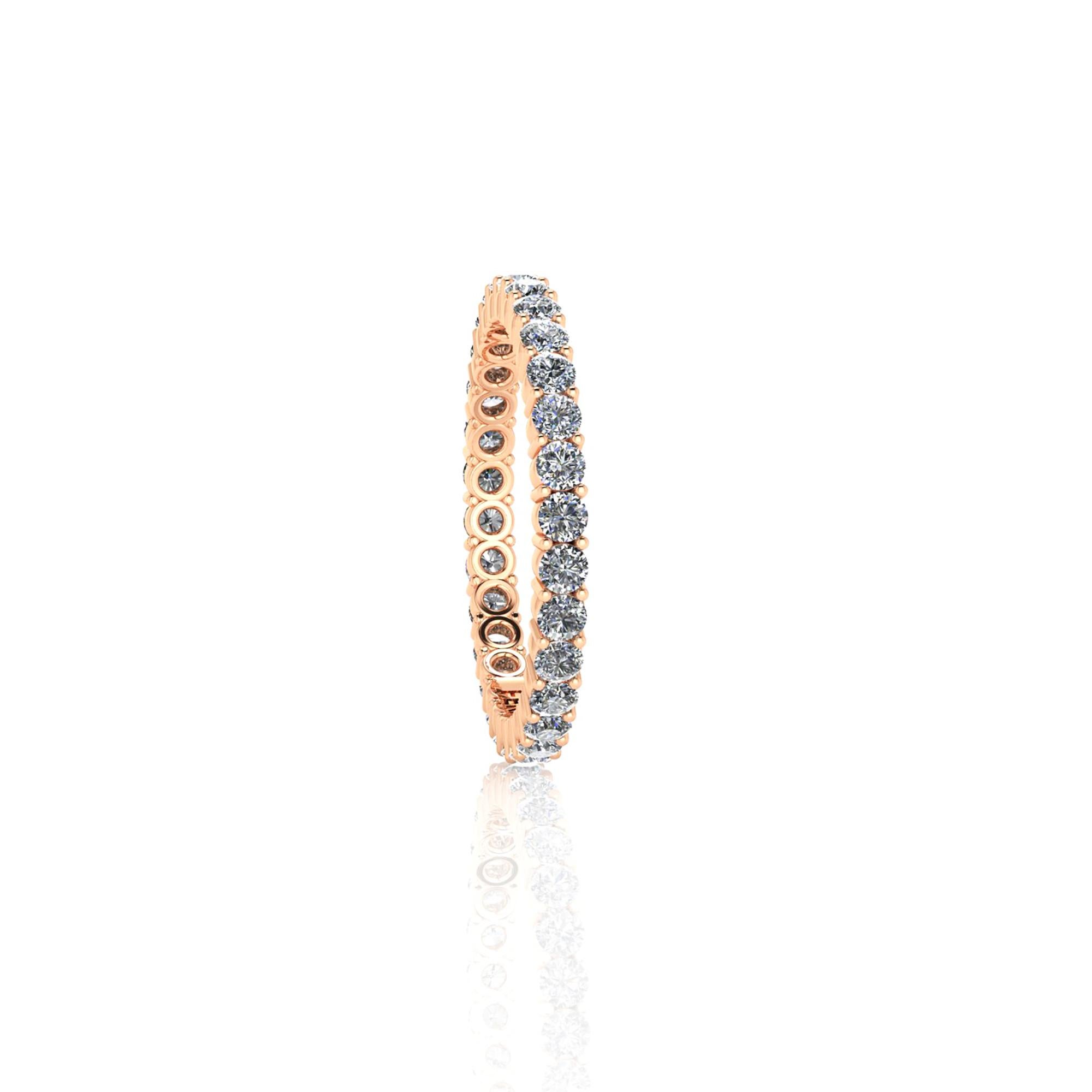 A classic beauty never ending, 1 carat of bright white diamonds G color, VS/SI1+++ clarity, set to perfection in a hand crafted 18k rose gold eternity band, 2.1 mm wide, stackable collection, made in New York with the best Italian craftsmanship,