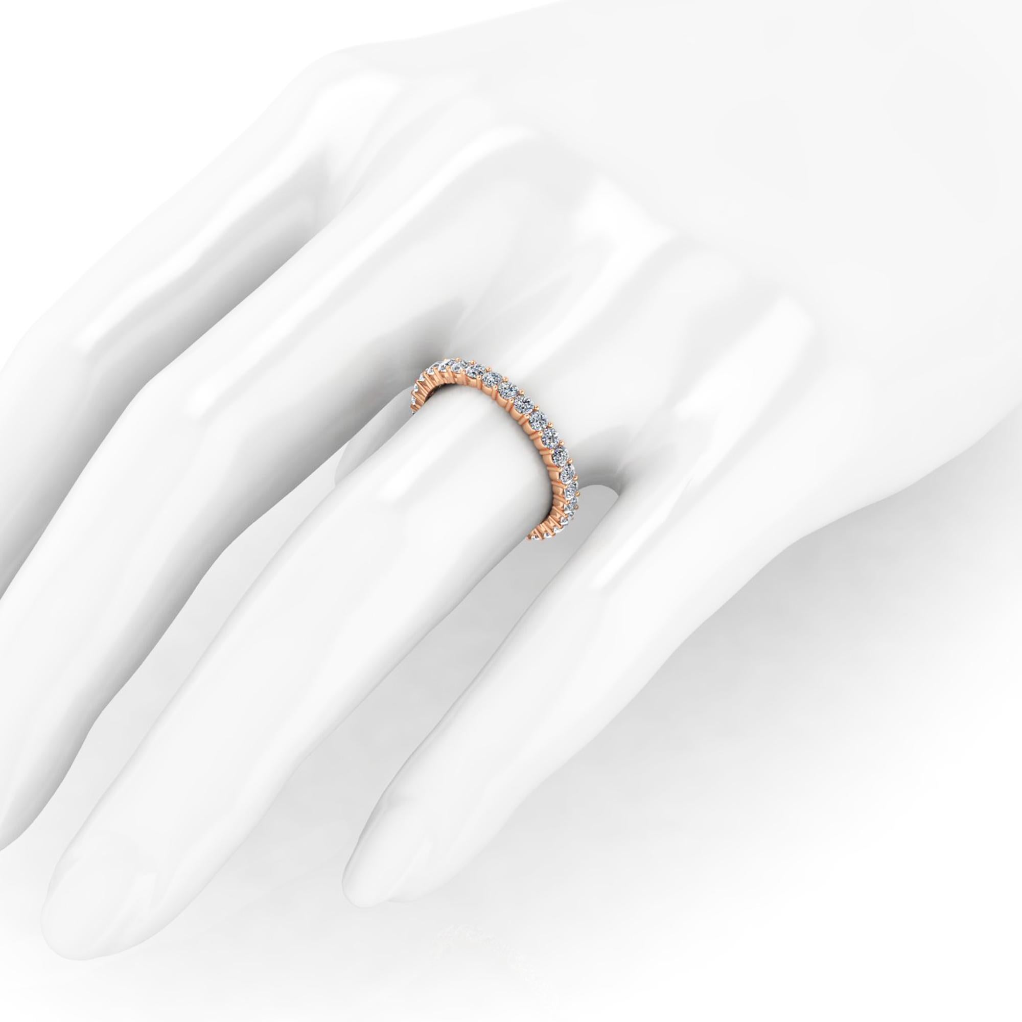 Round Cut 1.00 Carat White Diamonds Stackable Eternity Ring 18 Karat Rose Gold For Sale