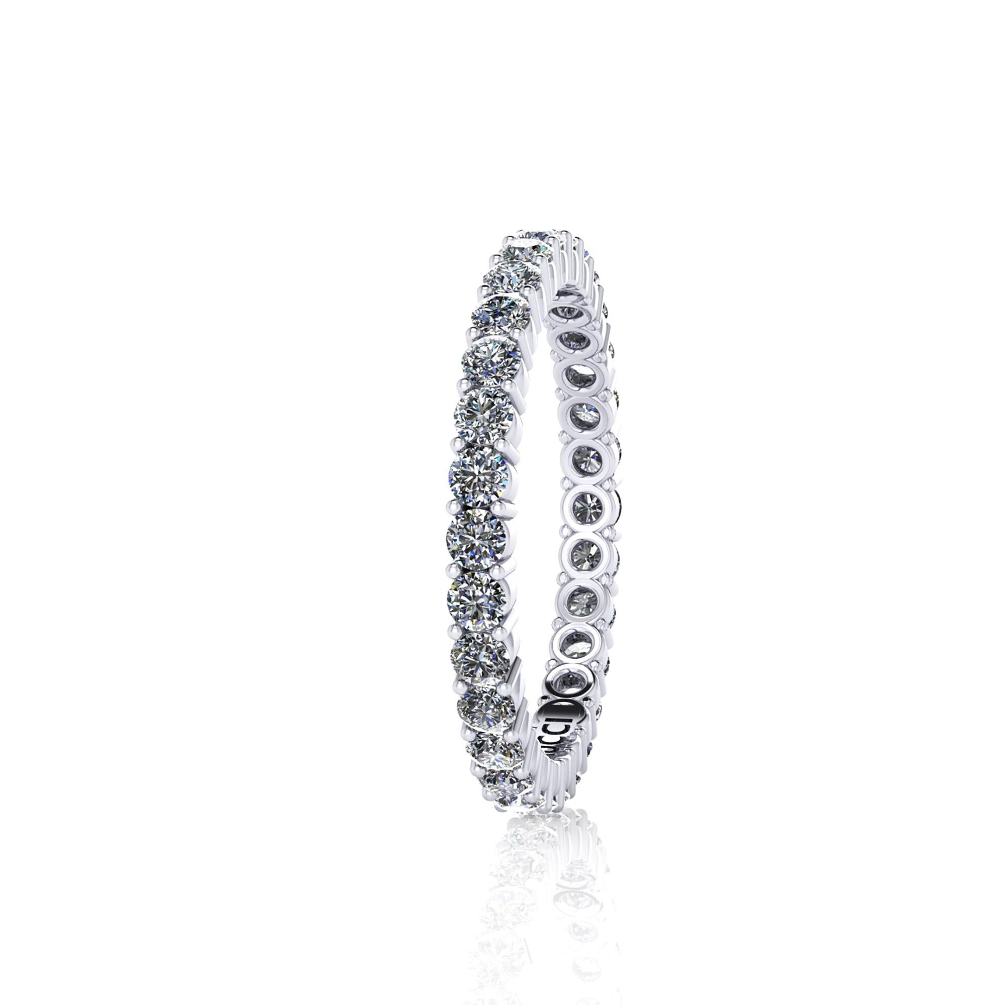 A classic beauty never ending, 1 carat of bright white diamonds G color, VS/SI1+++ clarity, set to perfection in a hand crafted 18k white gold eternity band, 2.1 mm wide, stackable collection, made in New York with the best Italian craftsmanship,