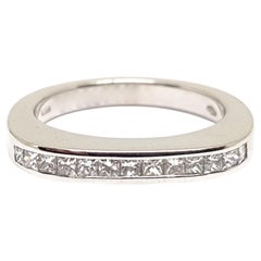 1.00 Carat White Gold Princess Diamond Memory Ring