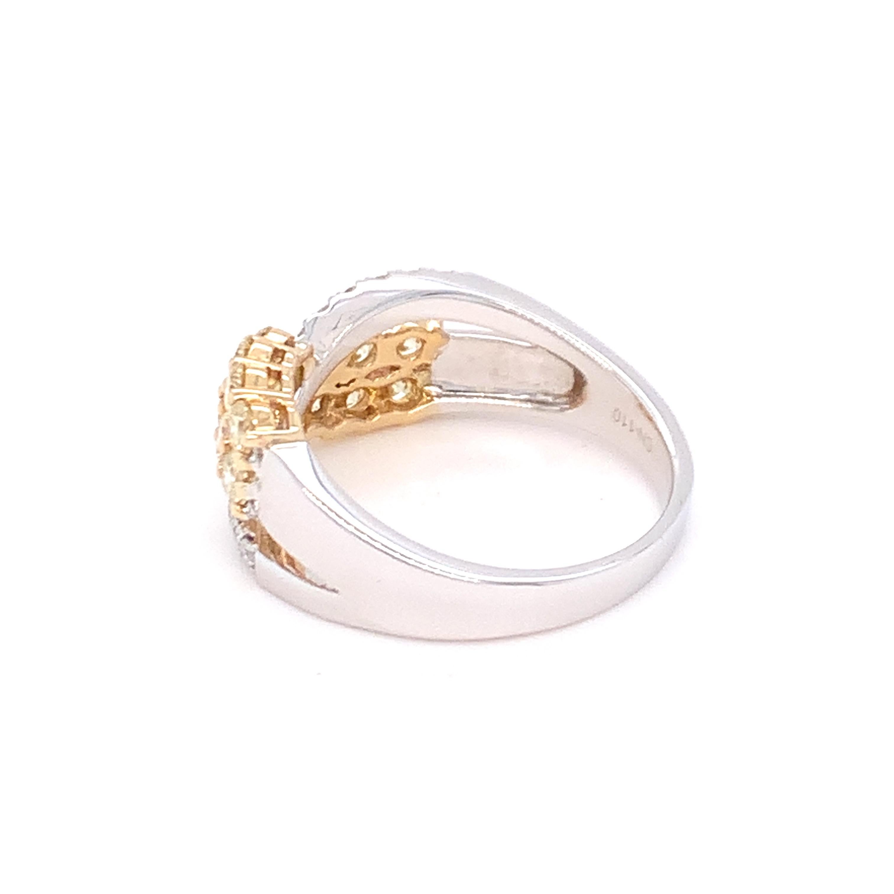 1,00 Karat gelber & weißer Diamant-Ring aus 14K zweifarbigem Gold im Angebot 4