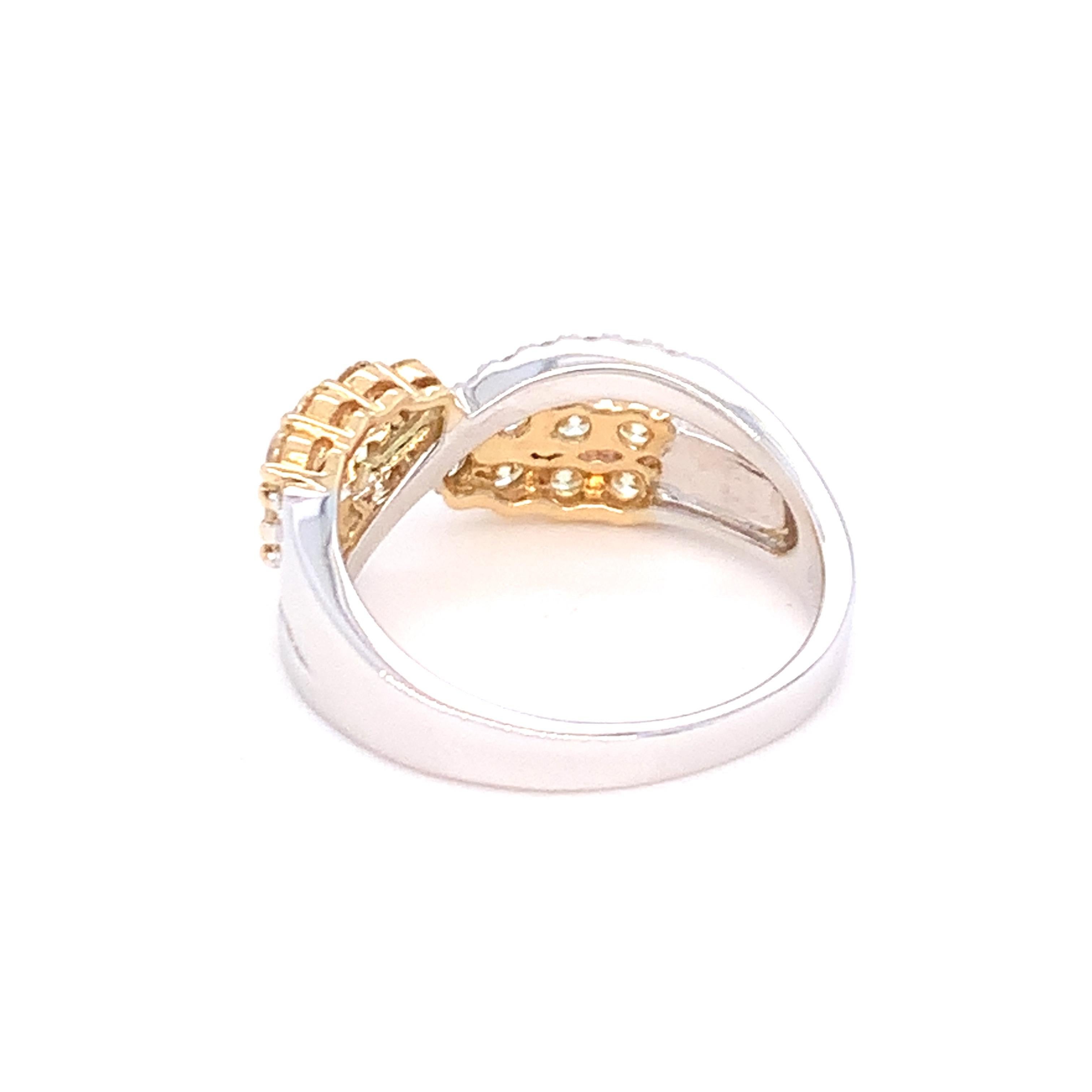 1.00 Carat Yellow & White Diamond Band Ring in 14K Two Tone Gold For Sale 10