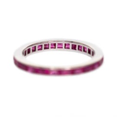 1950s 1.00 Carat, Total Weight Ruby & 14K White Gold Wedding Band