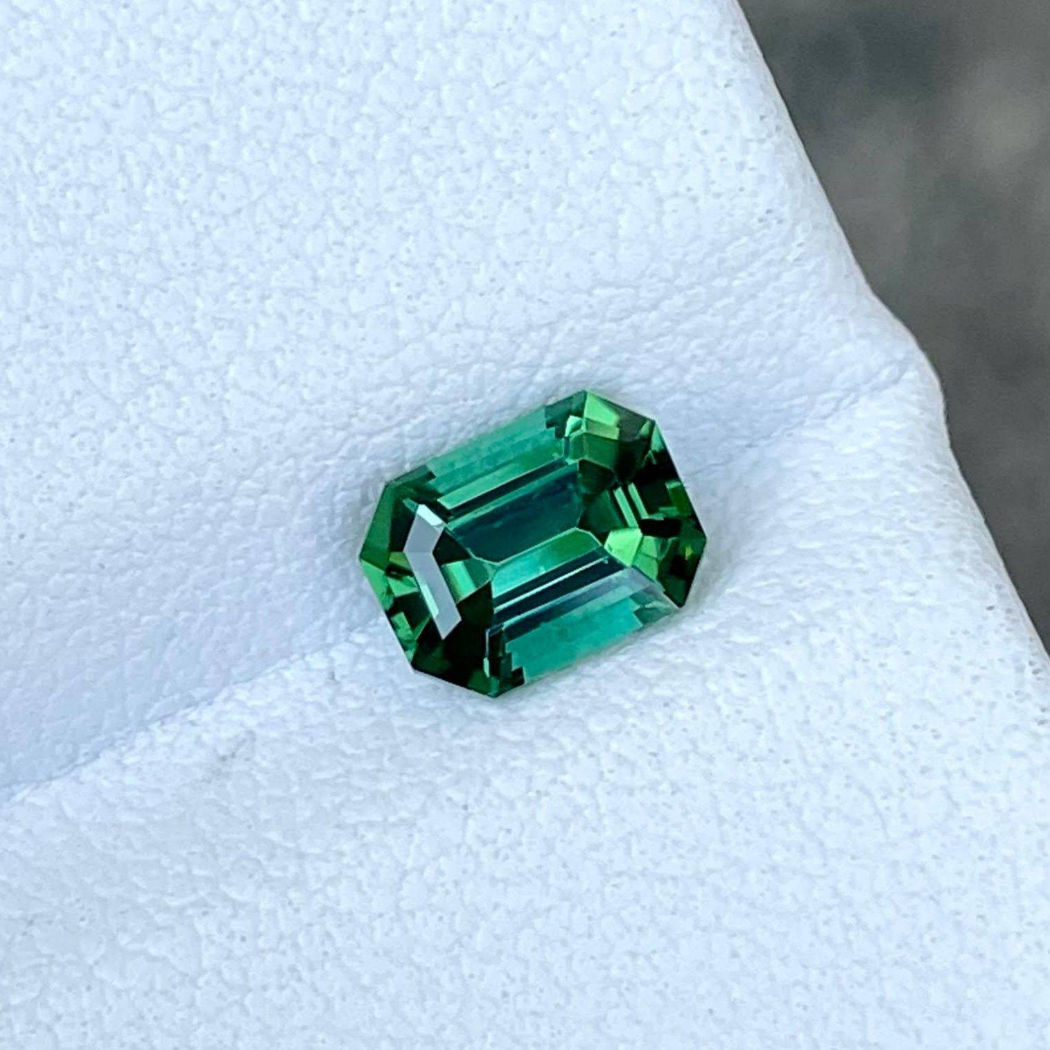 1.00 Carat Natural Loose Bluish Green Tourmaline Emerald Cut Afghan Gemstone For Sale 3
