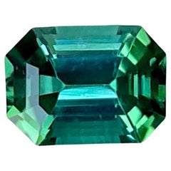1.00 carats Bluish Green Tourmaline Stone Emerald Cut Afghan Gemstone