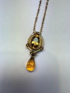100 carats Citrine Royal Diamond pendant necklace 18KT gold
