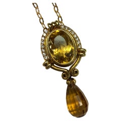 100 carats Citrine Royal Diamond pendant necklace 18KT gold