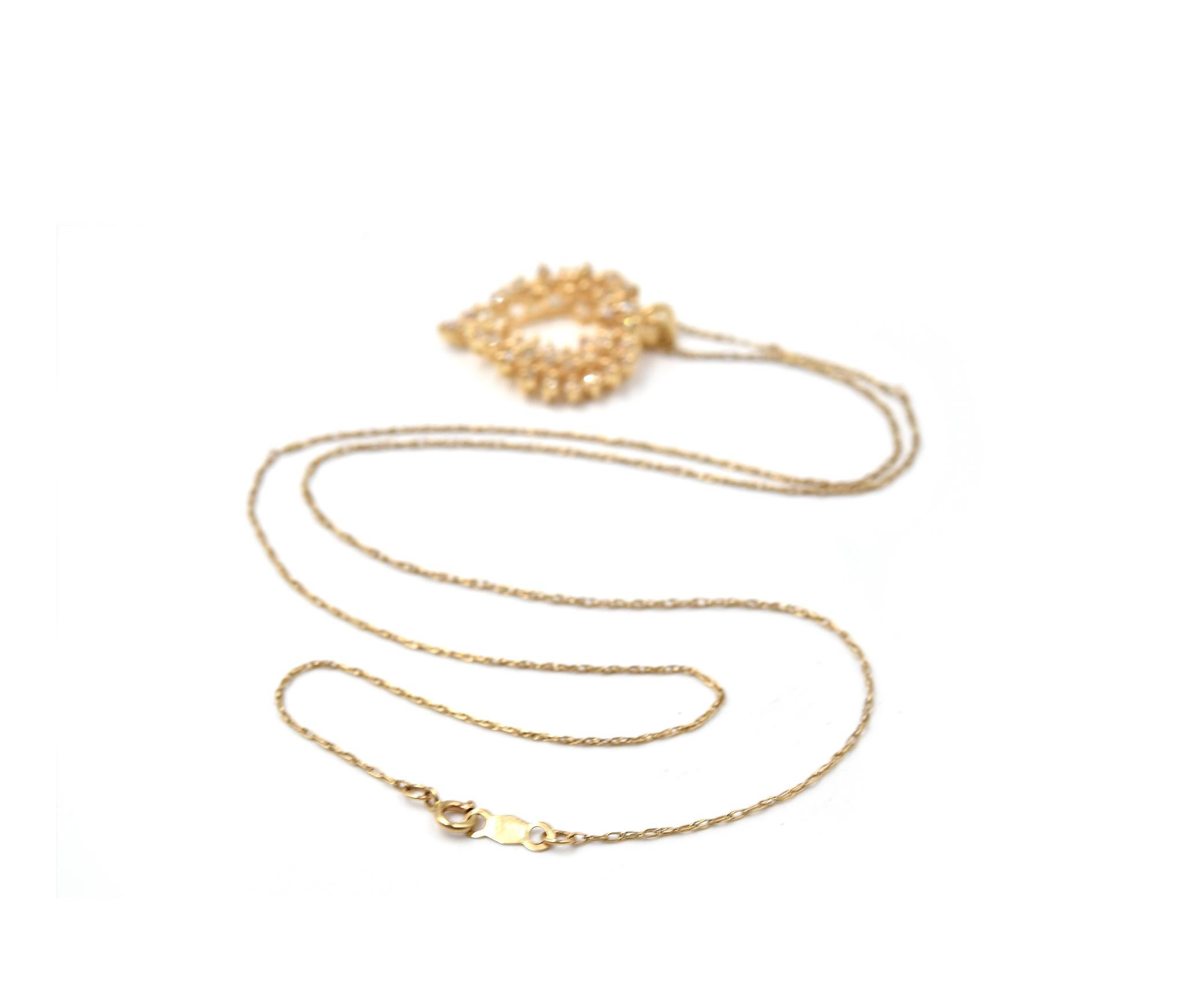 1.00 Carat Diamond 14 Karat Yellow Gold Heart Pendant Necklace In Excellent Condition In Scottsdale, AZ