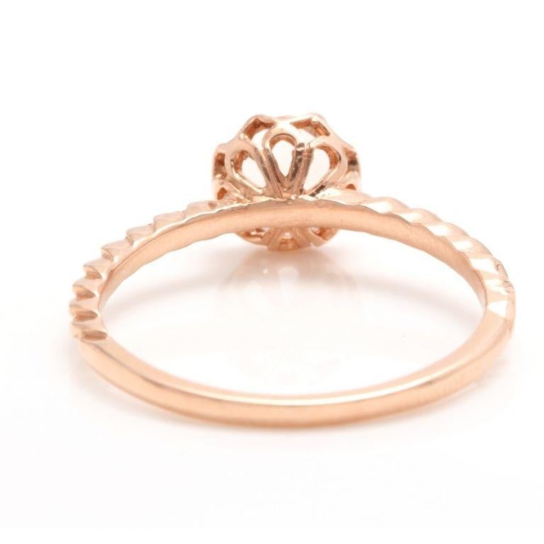 1,00 Quilate Exquisita Morganita Natural Anillo de Oro Rosa Macizo de 14 Kilates en Nuevo estado para la venta en Los Angeles, CA