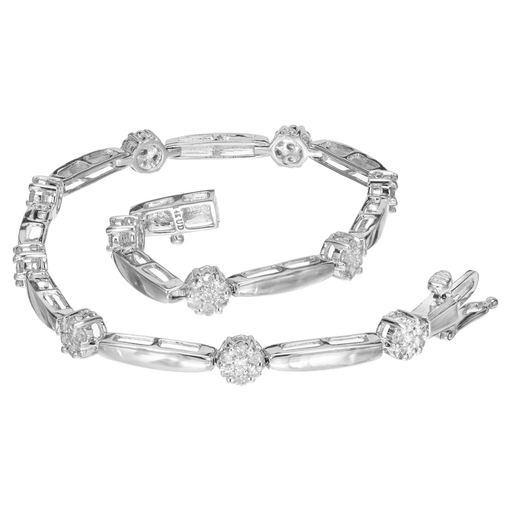 Diamond Calibre Sapphire White Gold Filigree Bracelet For Sale at