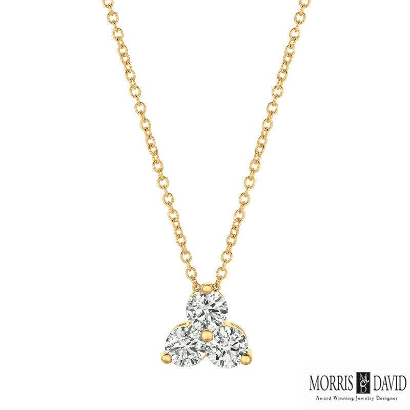 1,00 Karat 3 Stein Diamant Halskette G-H SI 14 Karat Weißgold Kette (Zeitgenössisch) im Angebot