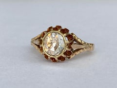 1.00 Ct  Antique Rose Diamond Solitaire Yellow 14 kt Gold Ring