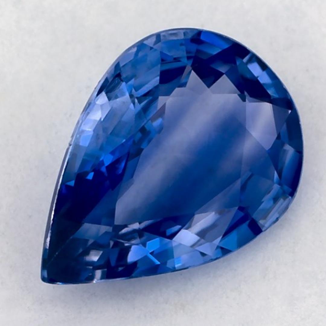 Gema suelta de zafiro azul pera de 1.00 qt Corte pera en venta