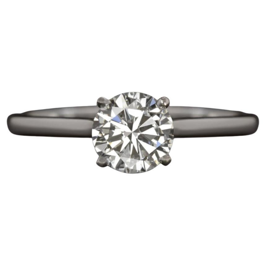 Bague solitaire en diamant naturel de taille ronde de 1,00 carat de couleur D-E et de pureté SI1