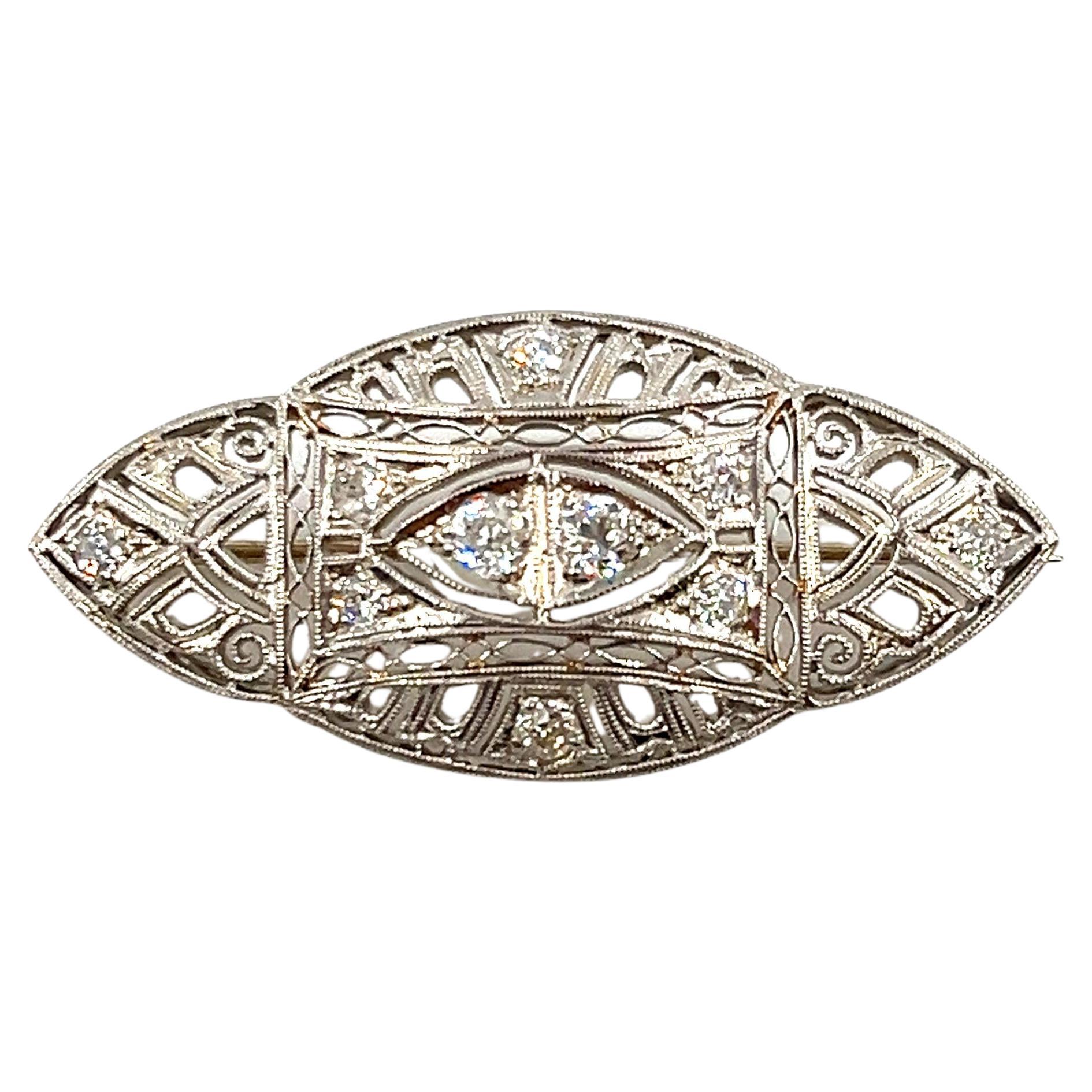 1.00 ct Diamond Brooch For Sale