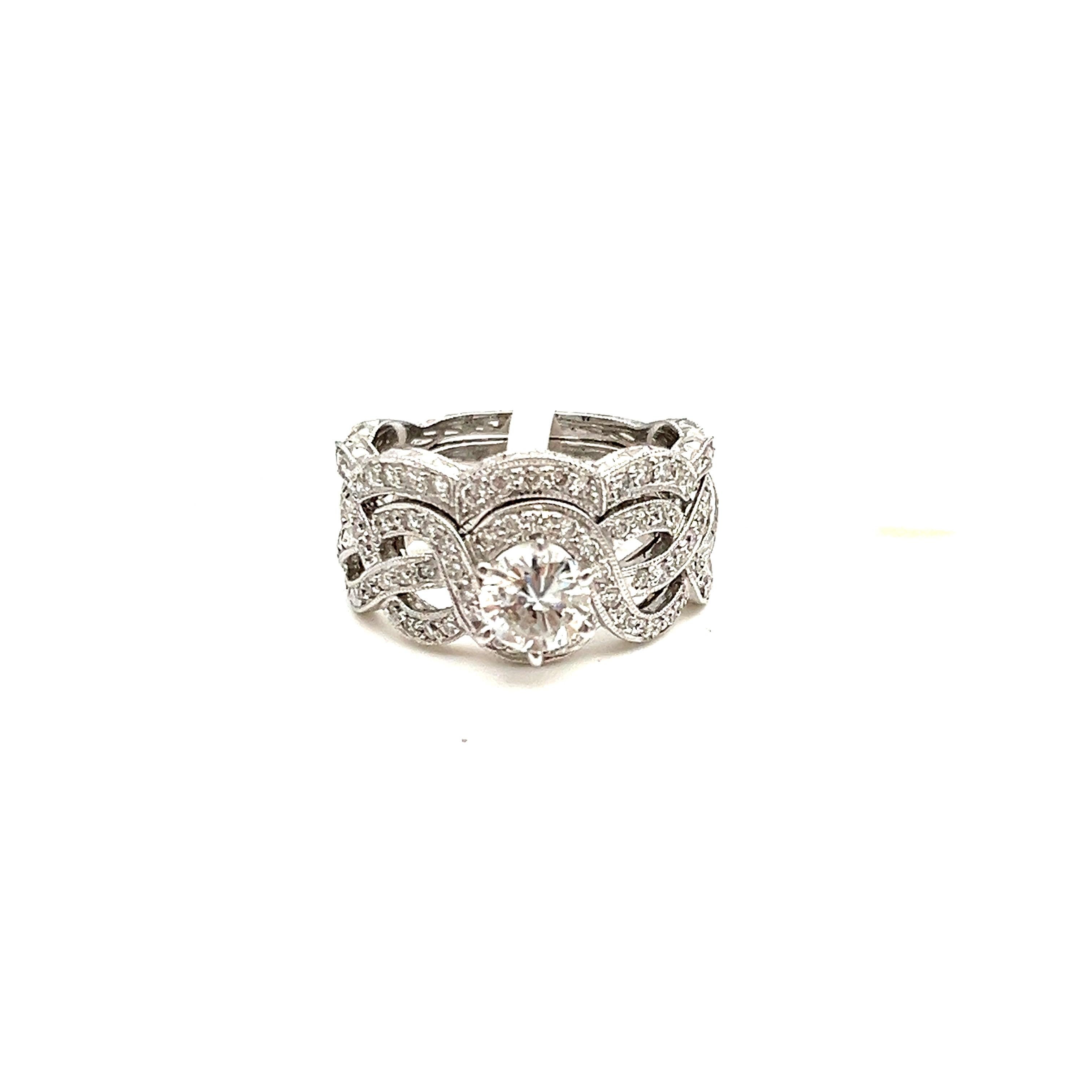 Women's or Men's 1.00 ct Diamond Engagement Ring Set For Sale
