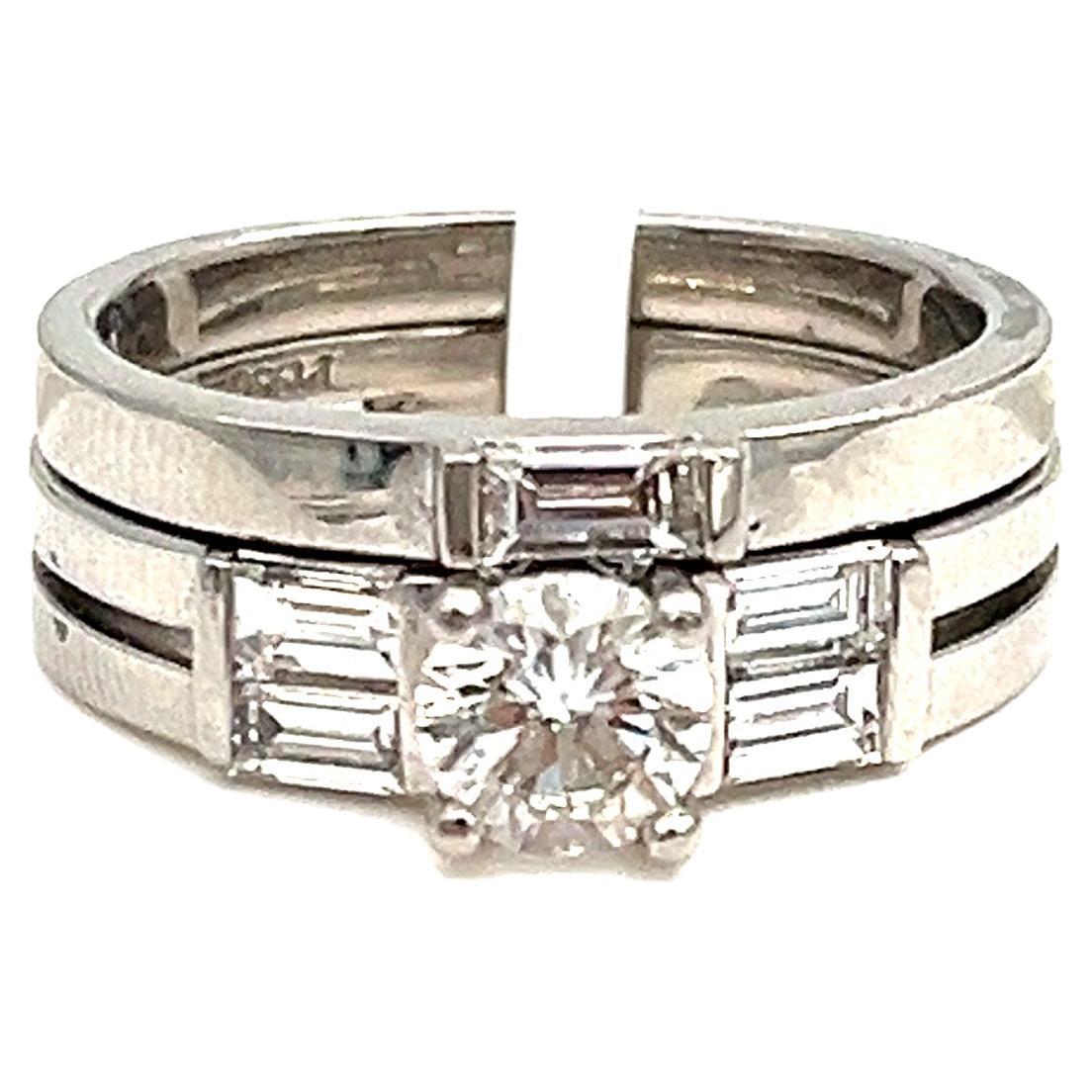 1.00 ct Diamond Engagement Ring Set For Sale