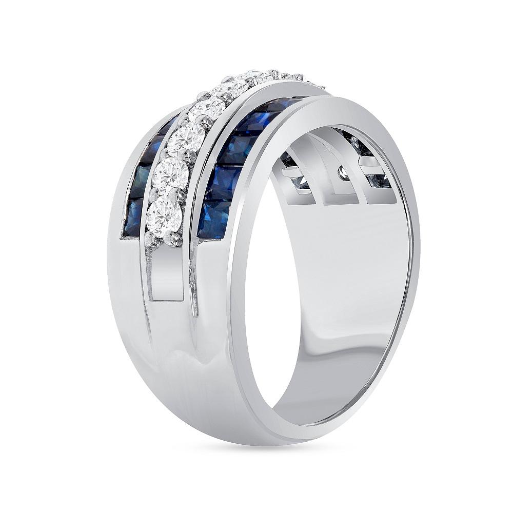 For Sale:  1.00 Ct. Diamonds and 3.00 Ct. Princess Cut Natural Sapphire in Channel Setting 3