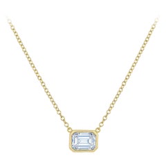 GIA certified 1.00 carat F VS2 emerald cut diamond East-West pendant