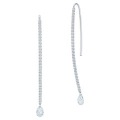 Dangling Pear Shape Briolette Earrings in 18K White Gold