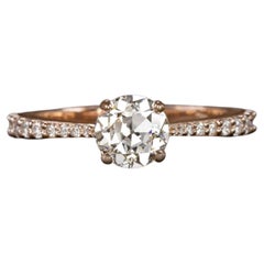 1.00 Ct GIA Certified Vintage Diamond Engagement Ring Old European Cut