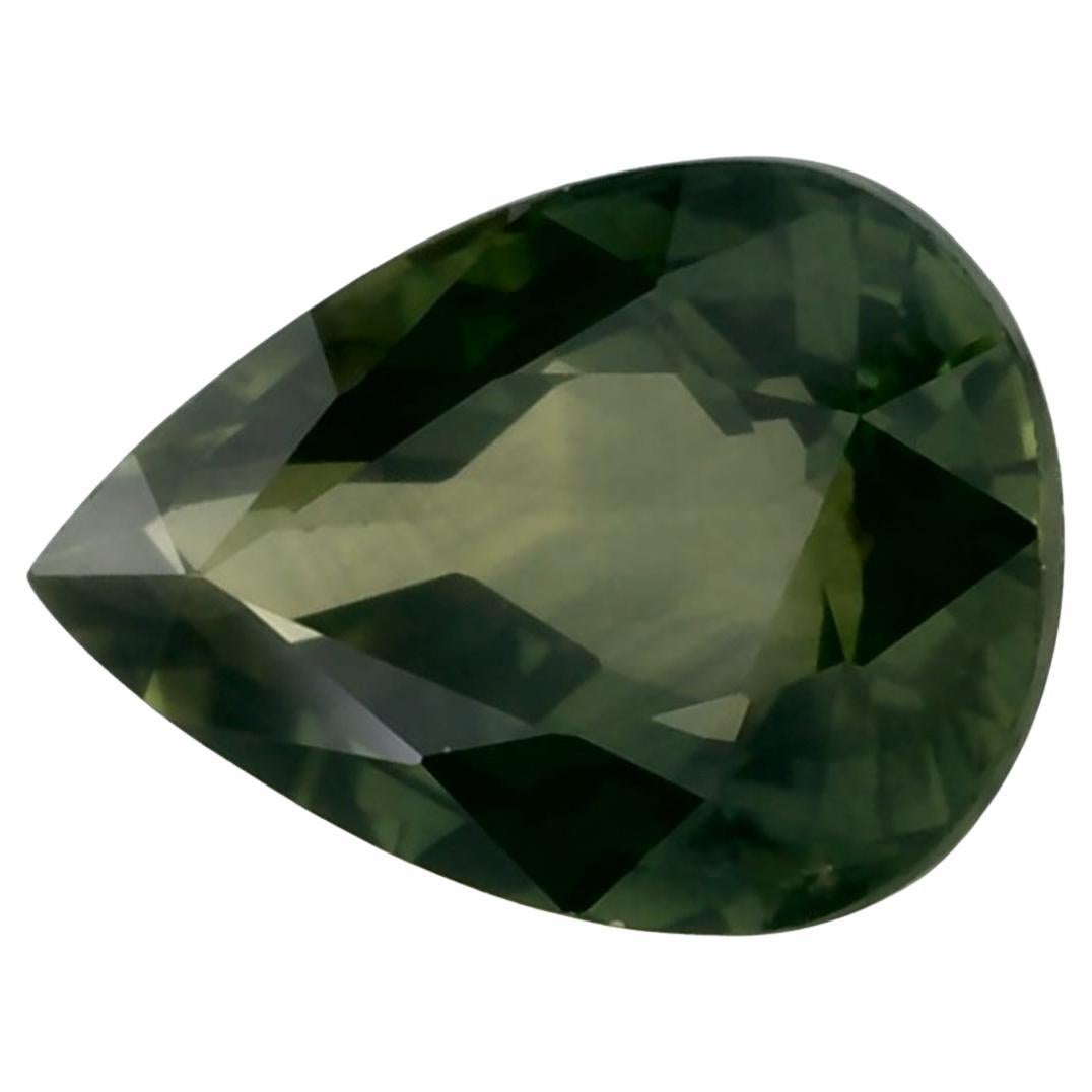 1.00 Ct Green Sapphire Pear Loose Gemstone For Sale