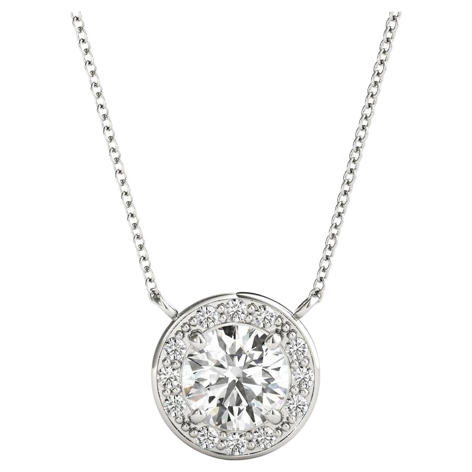 1.00 Ct Moissanite Necklace Round Shaped Necklace For Her 925 Sterling Silver.