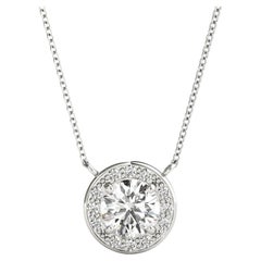 1.00 Ct Moissanite Necklace Round Shaped Necklace For Her 925 Sterling Silver.
