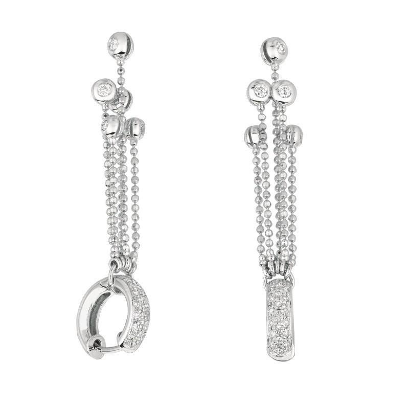 Contemporary 1.00 Carat Natural Diamond 5 Strand Pave Set Earrings G SI 14 Karat White Gold For Sale