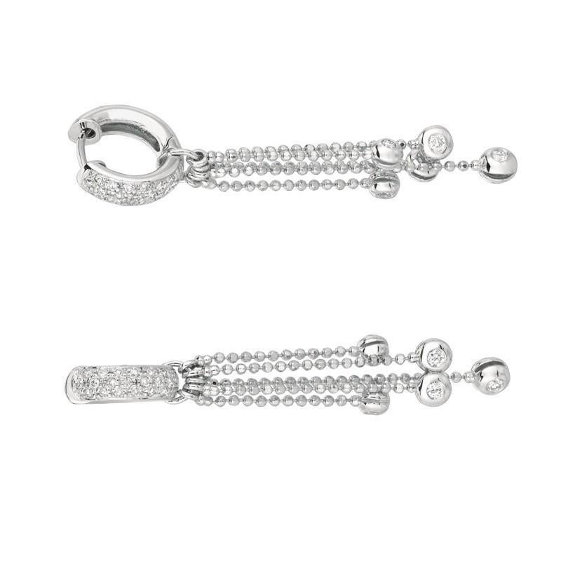 Taille ronde Boucles d'oreilles en or blanc 14 carats avec diamants naturels de 1,00 carat sertis en pavé G SI à 5 brins en vente