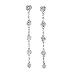 Pendientes Gota Bisel Diamante Natural 1,00 Quilates G SI Oro Blanco 14 Kilates