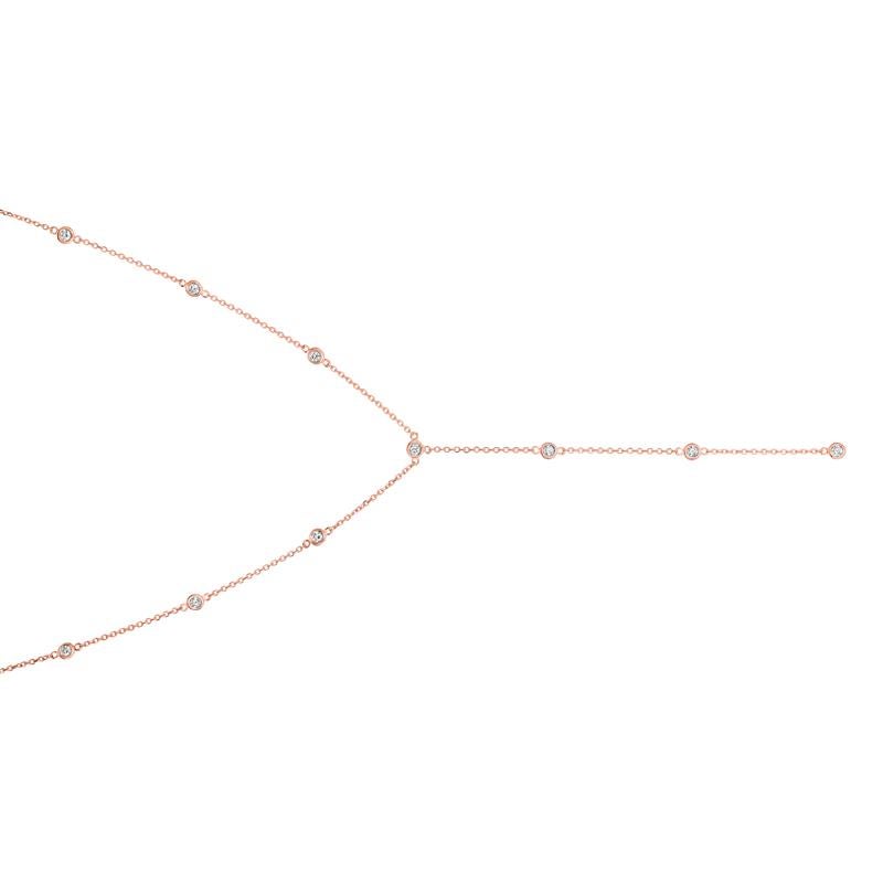 1,00 Karat natürlicher Diamant Lünette Halskette 14 Karat Roségold (Rundschliff) im Angebot