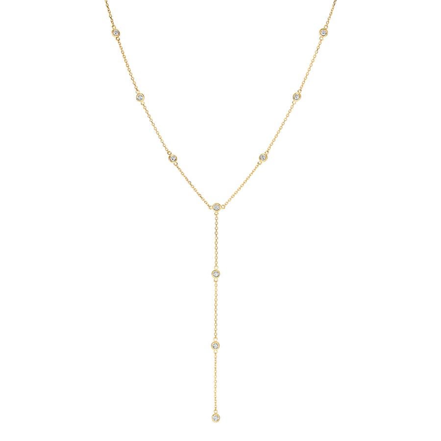 1,00 Karat natürlicher Diamant Lünette Halskette 14 Karat Weißgold (Zeitgenössisch) im Angebot