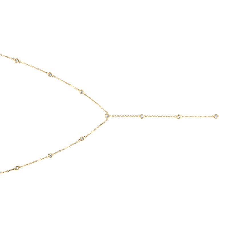 Contemporary 1.00 Carat Natural Diamond Bezel Necklace 14 Karat Yellow Gold For Sale